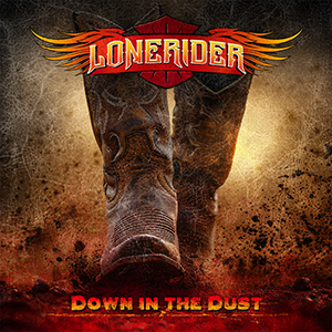 LONERIDER - Down In The Dust - Logo, vinyl sleeve & CD cover graphic design by Eric PHILIPPE